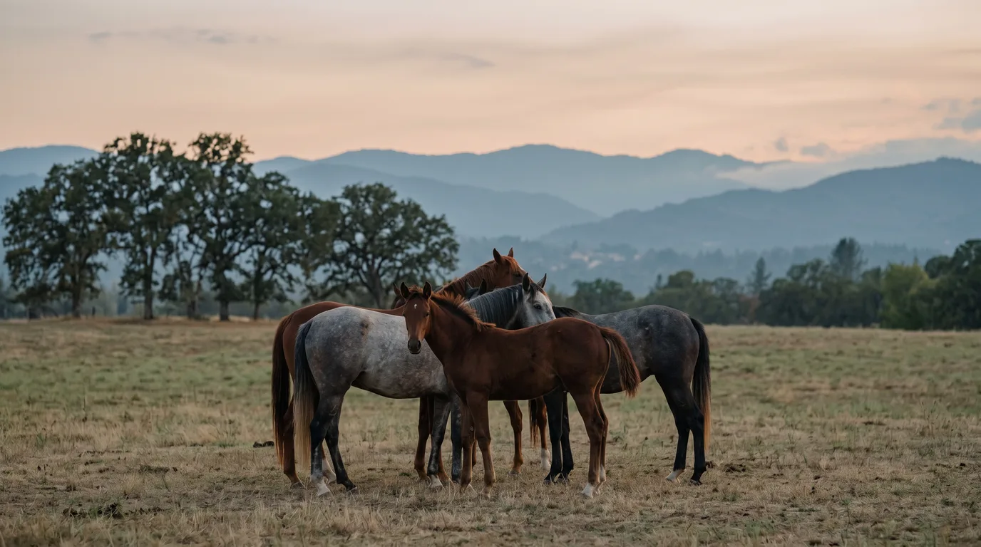 Chevaux en liberté, Domaine équestre du Solat, Loire